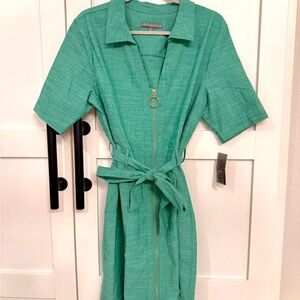 Sharagano Green Textured Shirt Dress